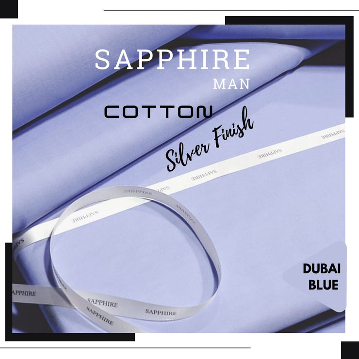 SILVER FINISH SAPPHIRE COTTON