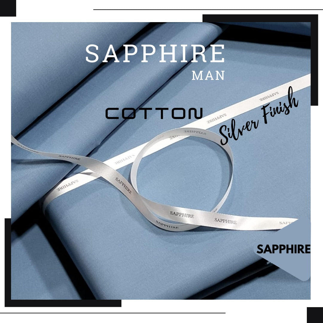 SILVER FINISH SAPPHIRE COTTON